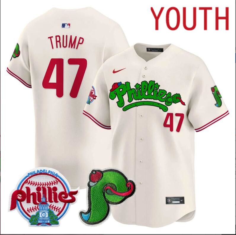 Youth Philadelphia Phillies #47 Trump cream Limited 2024 MLB Nike jersey